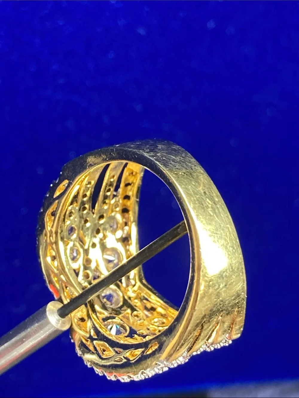 Gold Crisscross Pavé Cubic Zirconia Wide Band Ring - Gold